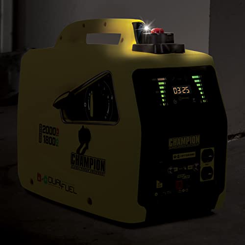 Champion Power Equipment 8200i-E-DF-EU Petrol + Gas (2000 Watt, Power Inverter Generator