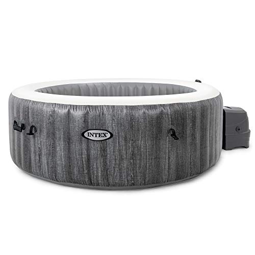 Intex Greywood Deluxe 4 Person Outdoor Portable Inflatable Hot Tub Spa with Multi-Color LED Light