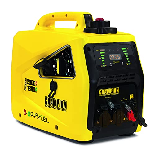 Champion Power Equipment 8200i-E-DF-EU Petrol + Gas (2000 Watt, Power Inverter Generator