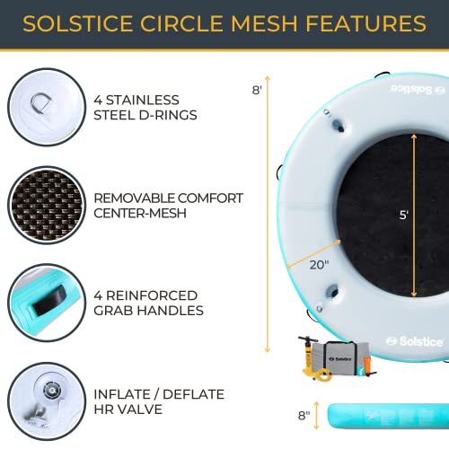 Solstice 8' Circular Mesh Inflatable Floating Dock Platform for Beach, Lake