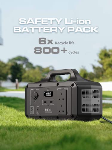 VDL Portable Power Station 800W/510Wh, Lightweight Li-ion Battery Backup