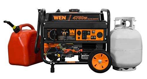 WEN DF475T Dual Fuel 120V/240V Portable Generator with Electric Start Transfer Switch Ready