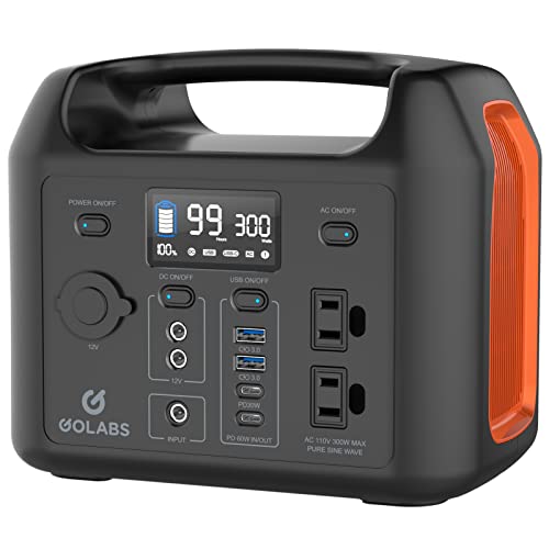 GOLABS R300 Portable Power Station, 299Wh LiFePO4 Battery Backup