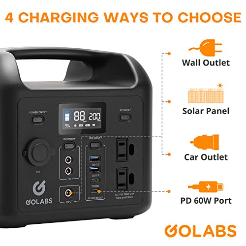 GOLABS R300 Portable Power Station, 299Wh LiFePO4 Battery Backup