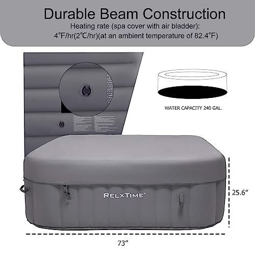 RELXTIME Inflatable Hot Tub Spa, 4-6 Person Blow Up Portable Hottub 73'' x 25.6'' AirJet