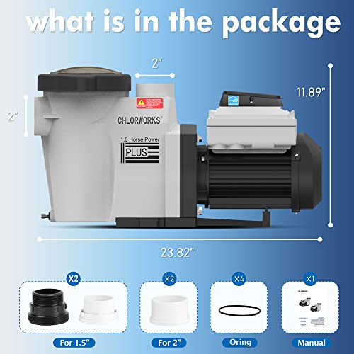CHLORWORKS Variable Speed Pool Pump Inground - with Filter Basket for Inground Pools