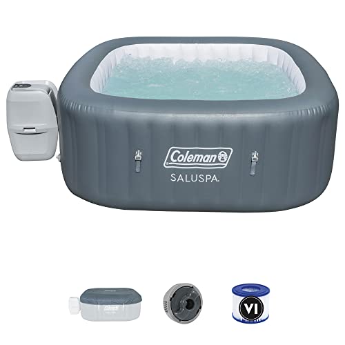 Coleman 15442-BW SaluSpa 4 Person Portable Inflatable Outdoor Square Hot Tub Spa with 114 Air Jets