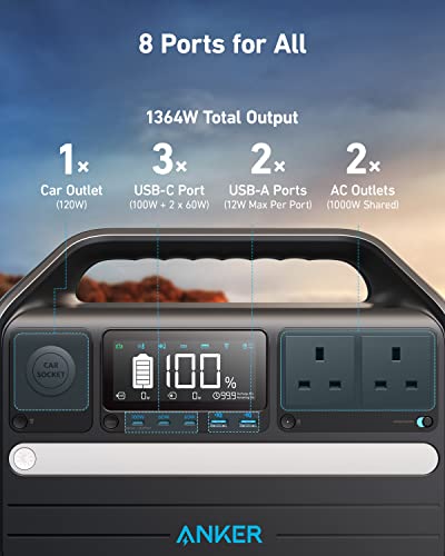 Anker 555 Portable Power Station, PowerHouse 1024Wh LiFePO4 Battery