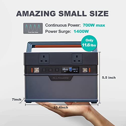 ALLPOWERS Portable Power Station 700W 606Wh MPPT Solar Generator 