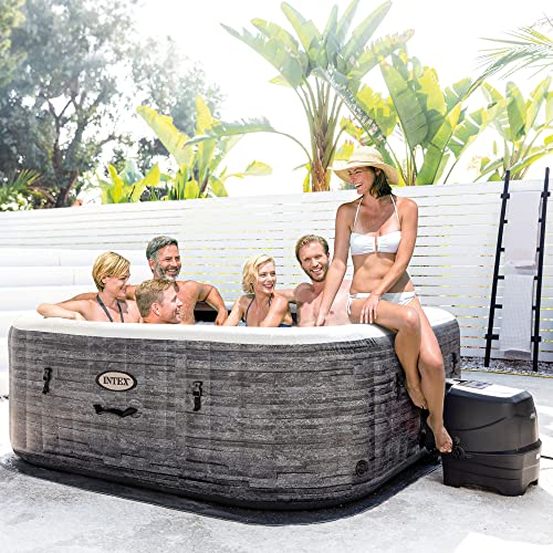 Intex 28451EP PureSpa Plus 6 Person Portable Inflatable Square Hot Tub Spa with 170 Bubble Jets