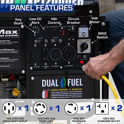 DuroMax XP12000EH Generator-12000 Watt Gas or Propane Powered Home Back Up