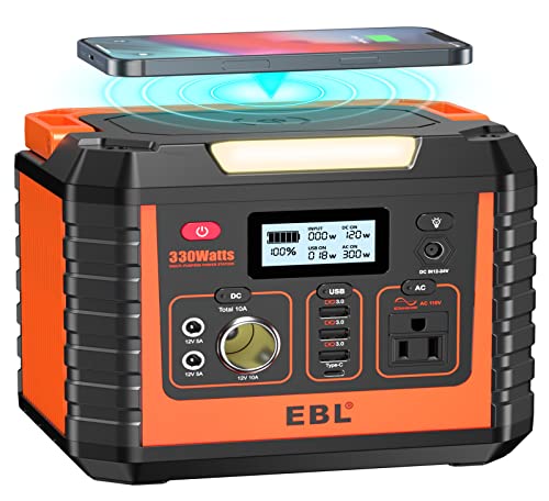 EBL Portable Power Station 300, 110V/330W Pure Sine Wave Solar Generator