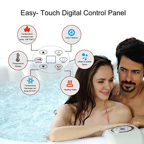 RELXTIME Inflatable Hot Tub Spa, 4-6 Person Blow Up Portable Hottub 73'' x 25.6'' AirJet