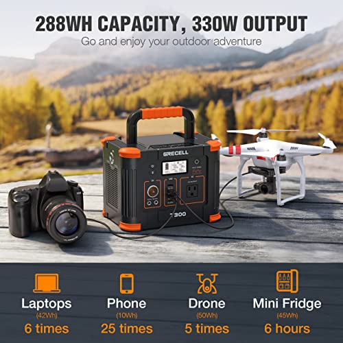 Portable Power Station 300W, GRECELL 288Wh Solar Generator
