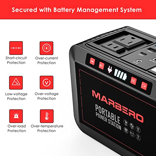 MARBERO 200W Portable Power Station 148Wh Camping Solar Generator