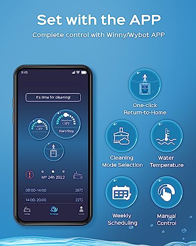 WYBOT APP Control Robotic Pool Cleaner with Smart Route Planning, Wall Climbing,