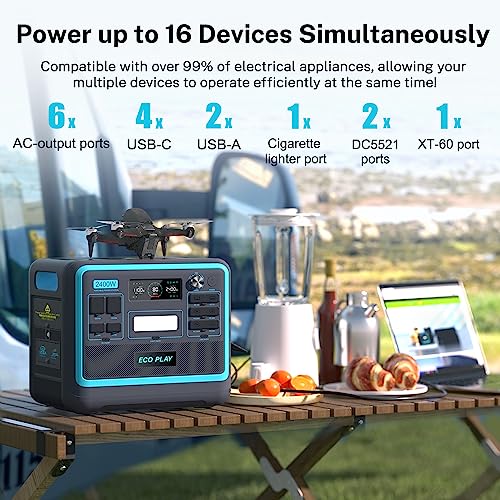 Portable Power Station 2400W (Peak 4800W), Eco Play Power Station