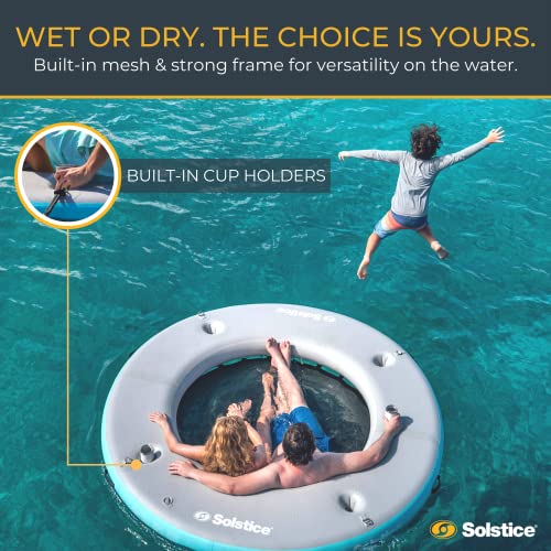 Solstice 8' Circular Mesh Inflatable Floating Dock Platform for Beach, Lake