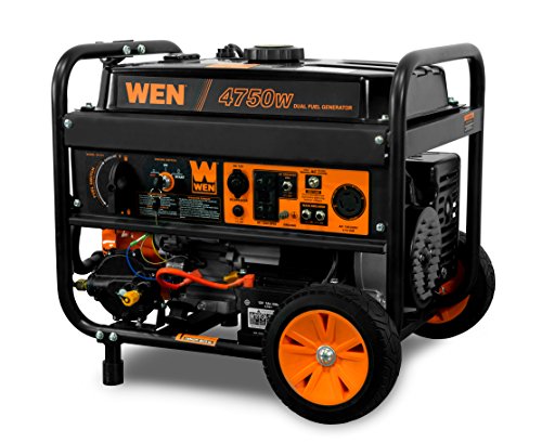 WEN DF475T Dual Fuel 120V/240V Portable Generator with Electric Start Transfer Switch Ready