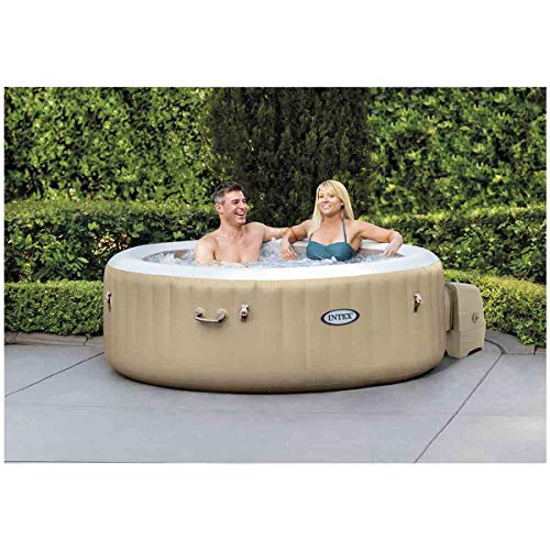 INTEX 28425E PureSpa Bubble Massage, Inflatable Spa Set, Tan, 4-Person