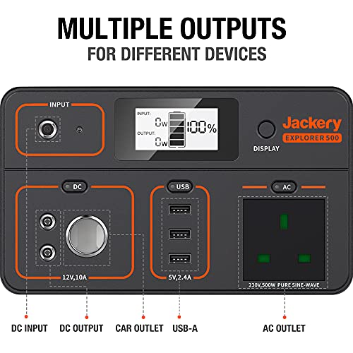 Jackery Portable Power Station Explorer 500, 518Wh Outdoor Backup Mobile Lithium Battery