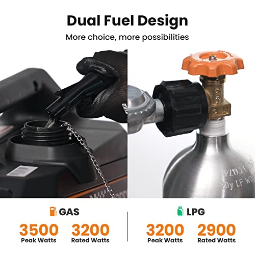 maXpeedingrods 3500W Petrol Inverter Generator Dual Fuel 4-Stroke Electric Start Generator