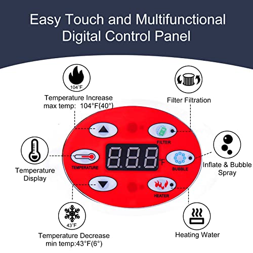 RELXTIME Inflatable Portable Hot Tub 2 Person Outdoor Air Jet Spa Oval Blow Up Hottubs with 100 Bubble jets