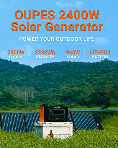 OUPES 2400W Portable Power Station, 2232Wh Solar Powered Generator