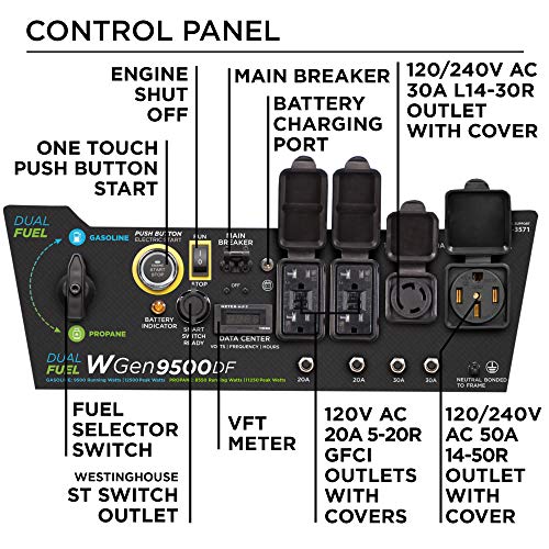 Westinghouse Outdoor Power Equipment 12500 Peak Watt Dual Fuel Home Backup