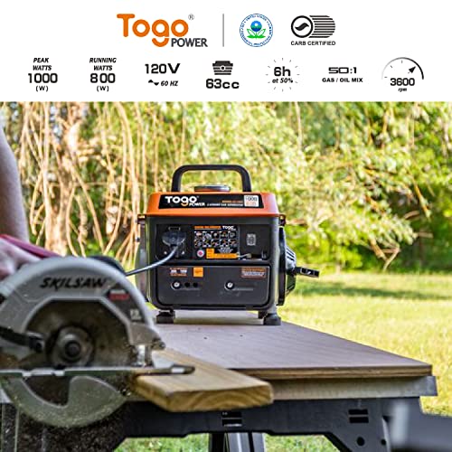 TogoPower Portable Generator, 1000W Gasoline Powered Generator