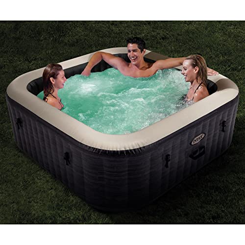 Intex 28451EP PureSpa Plus 6 Person Portable Inflatable Square Hot Tub Spa with 170 Bubble Jets