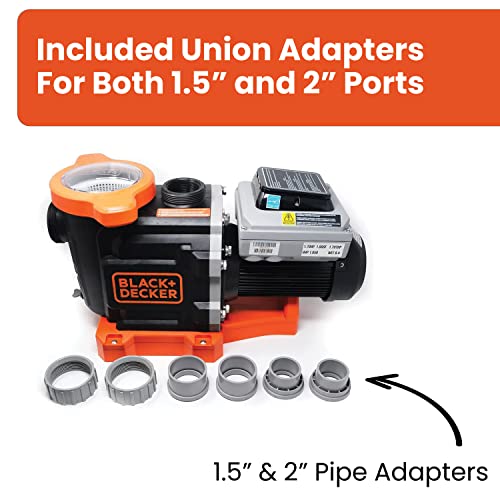 BLACK+DECKER Variable Speed Pool Pump Inground with Filter Basket, 1.5 HP