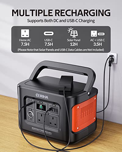 CERIHA 600W Portable Power Station UK, 622Wh Solar Generator