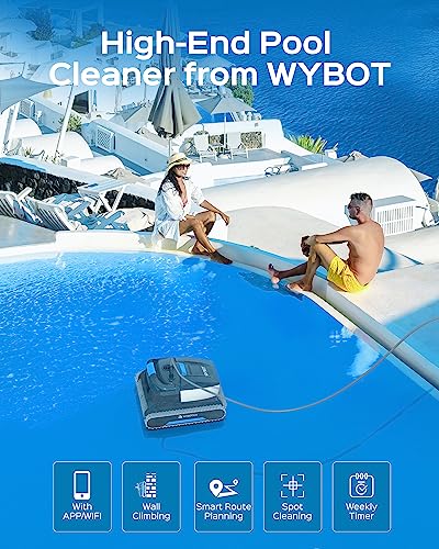 WYBOT APP Control Robotic Pool Cleaner with Smart Route Planning, Wall Climbing,
