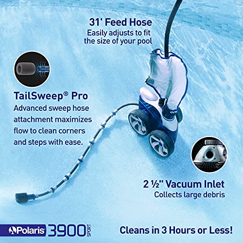 Polaris Vac-Sweep 3900 Sport Pressure Inground Pool Cleaner, Triple Jet Powered