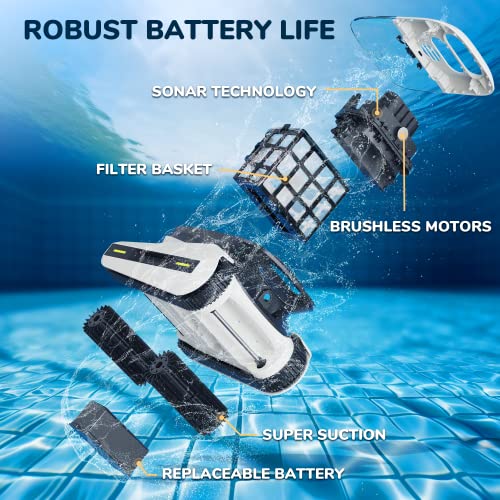 Seauto Seal Robot Pool Cleaner - Cordless Automatic Vacuum,Wall-Climbing Pool Cleaners