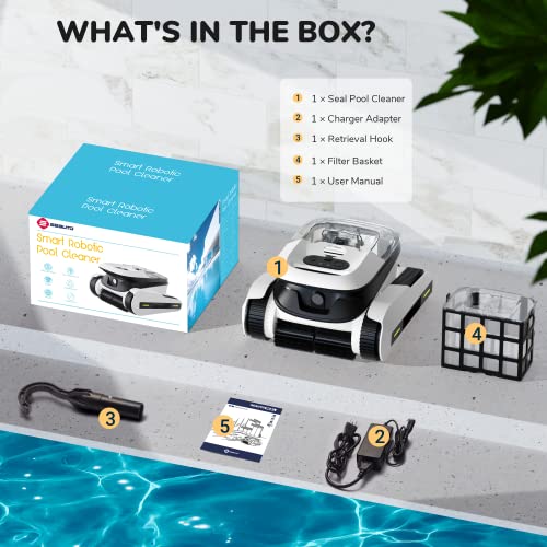 Seauto Seal Robot Pool Cleaner - Cordless Automatic Vacuum,Wall-Climbing Pool Cleaners