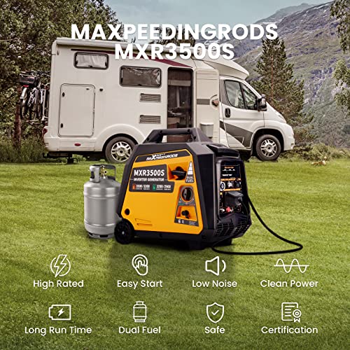 maXpeedingrods 3500W Petrol Inverter Generator Dual Fuel 4-Stroke Electric Start Generator