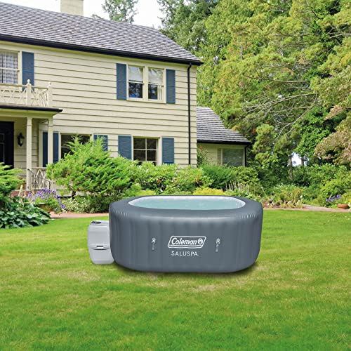 Coleman 15442-BW SaluSpa 4 Person Portable Inflatable Outdoor Square Hot Tub Spa with 114 Air Jets